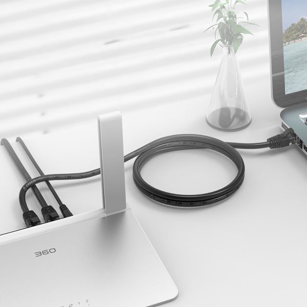 Ethernet CAT6 1000Mbps RJ45 interneta LAN apaļais tīkla kabelis 30m - melns