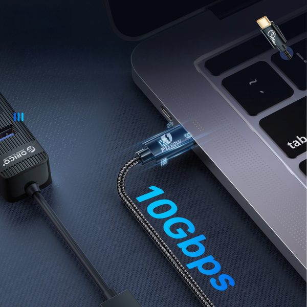 USB-C uz USB-A 3.1 Gen 2 10Gbps OTG adapteris 30cm - melns