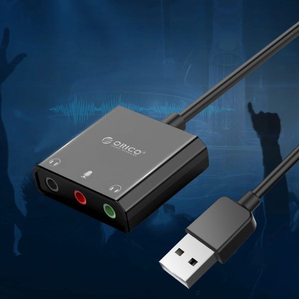 Ārējā USB-A skaņas karte - 3x mini ligzda - melna