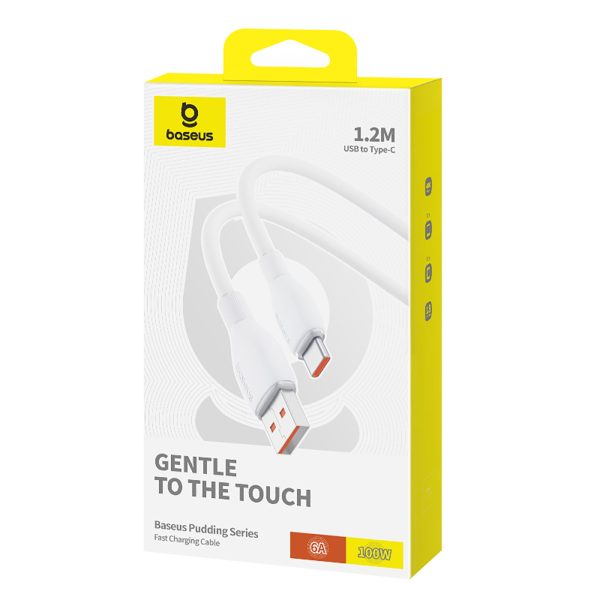 USB-A - USB-C pudinga kabelis 100W 1.2m - balts