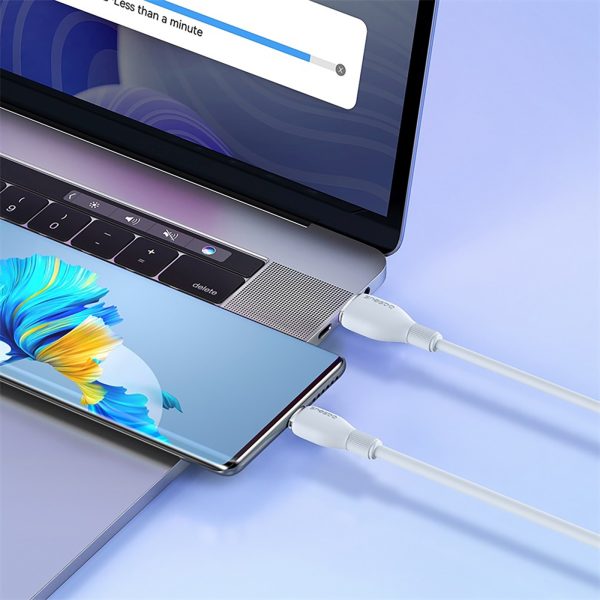 USB-A - USB-C pudinga kabelis 100W 1.2m - balts