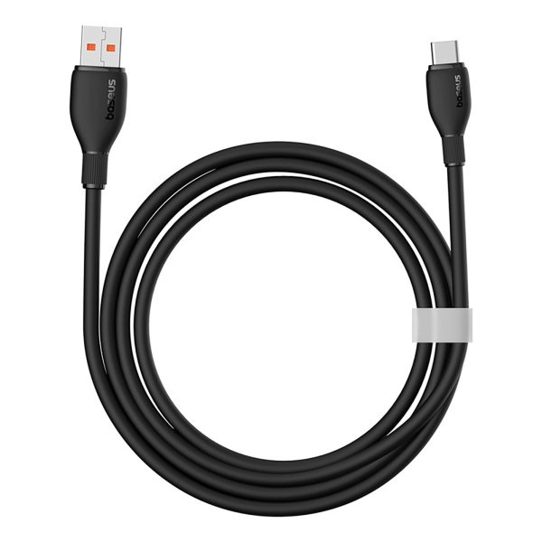 USB-A - USB-C pudinga kabelis 100W 1.2m - melns