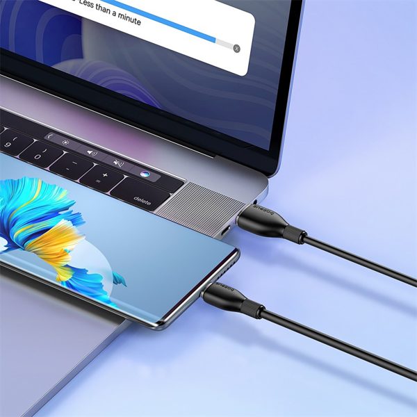 USB-A - USB-C pudinga kabelis 100W 1.2m - melns