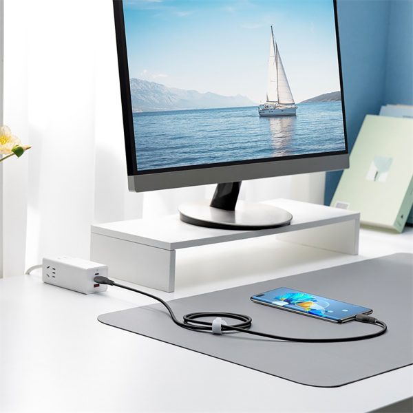 USB-A - USB-C pudinga kabelis 100W 1.2m - melns