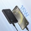 Powerbank 10000mAh 15W EnerFill FP11 ar USB-C kabeli 20V 3A 30cm - melns