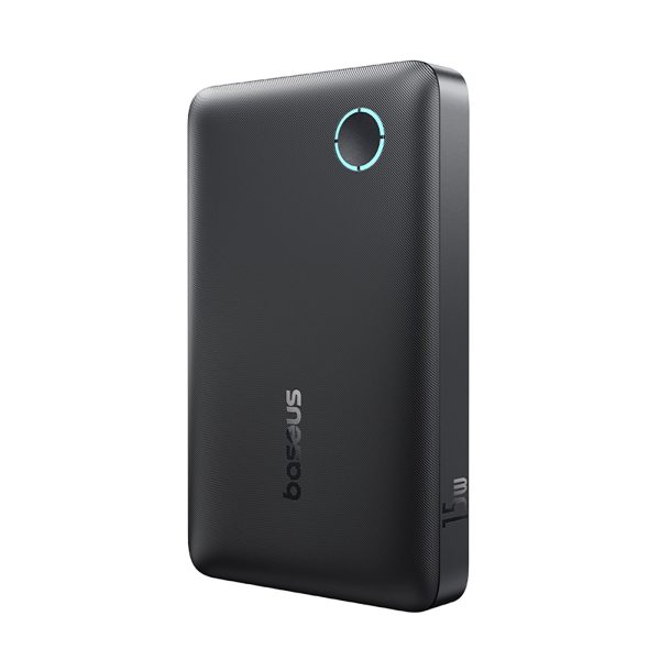 Powerbank 10000mAh 15W EnerFill FP11 ar USB-C kabeli 20V 3A 30cm - melns