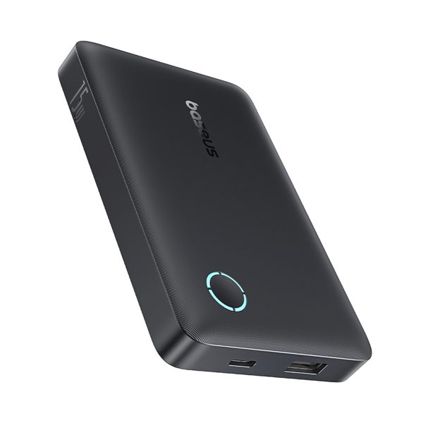 Powerbank 10000mAh 15W EnerFill FP11 ar USB-C kabeli 20V 3A 30cm - melns