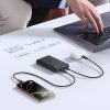 Powerbank 10000mAh 15W EnerFill FP11 ar USB-C kabeli 20V 3A 30cm - melns