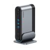 USB-C dokstacija - HDMI DP USB-A USB-C RJ45 PD PC SD TF 3,5 mm miniligzda - pelēka