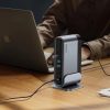 USB-C dokstacija - HDMI DP USB-A USB-C RJ45 PD PC SD TF 3,5 mm miniligzda - pelēka