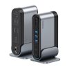 USB-C dokstacija - HDMI DP USB-A USB-C RJ45 PD PC SD TF 3,5 mm miniligzda - pelēka