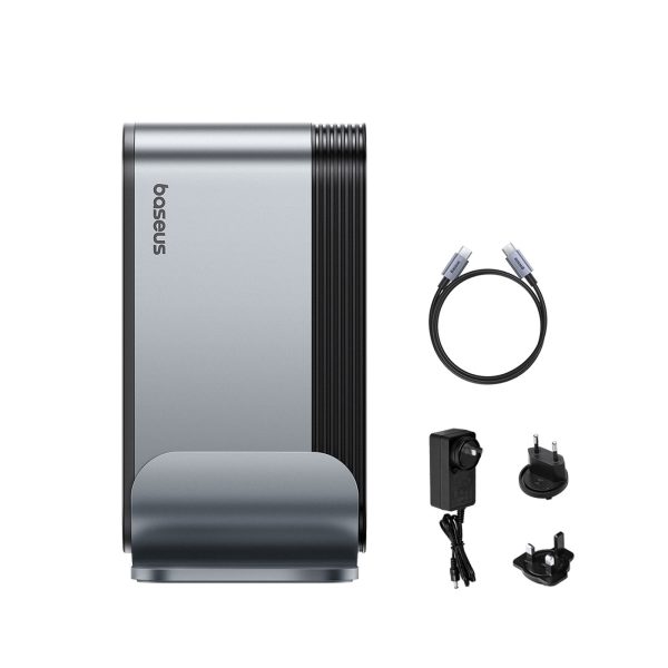 USB-C dokstacija - HDMI DP USB-A USB-C RJ45 PD PC SD TF 3,5 mm miniligzda - pelēka