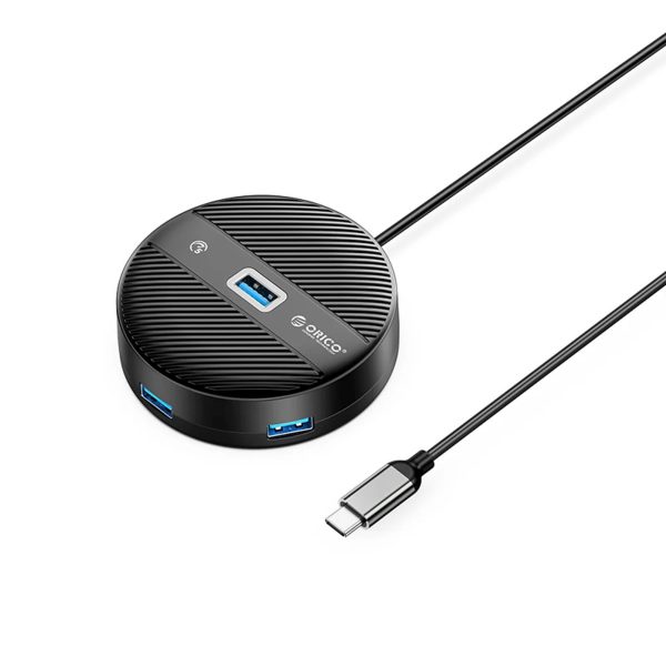 USB centrmezgla adapteris 4 portu USB-C - USB-A 0,3 m - melns
