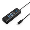 Centrmezgls 3 portu sadalītājs USB-C - USB-A USB-C 0,15 m - melns