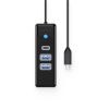 Centrmezgls 3 portu sadalītājs USB-C - USB-A USB-C 0,15 m - melns