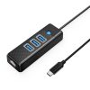 Sadalītājs ar centrmezglu 4 portu USB-C - USB-A RJ45 2.5G Ethernet 0.5 m - melns