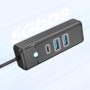 Centrmezgls 3 portu sadalītājs USB-A - USB-A USB-C 0,15 m - melns