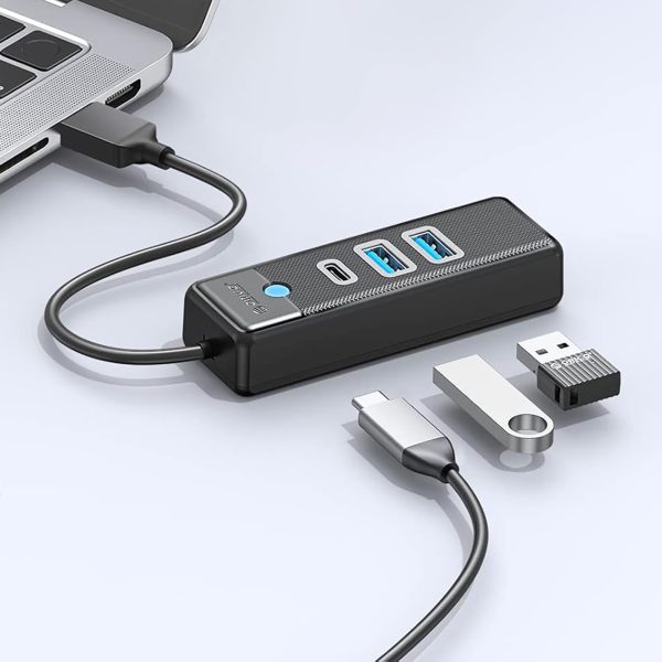 Centrmezgls 3 portu sadalītājs USB-A - USB-A USB-C 1,8 m - melns