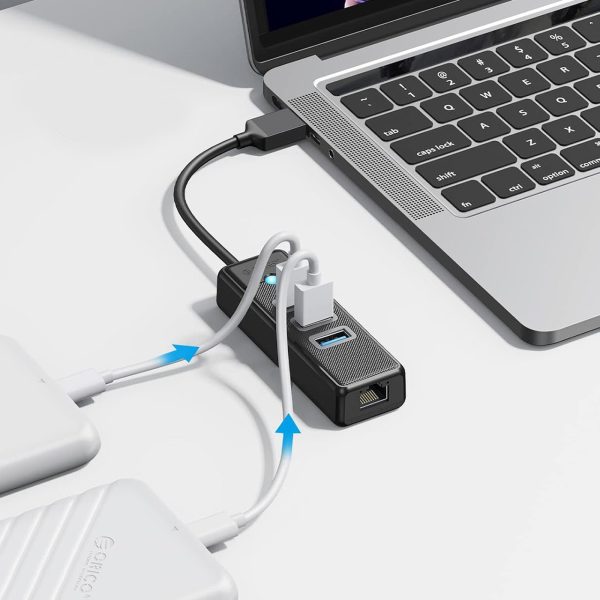 Sadalītājs HUB 4-portu USB-A - USB-A RJ45 2.5G Ethernet 0.15 m - melns