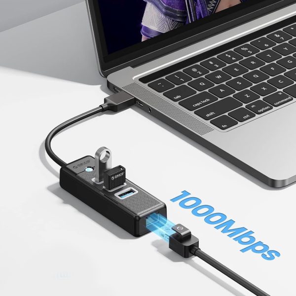 Sadalītājs HUB 4-portu USB-A - USB-A RJ45 2.5G Ethernet 0.15 m - melns