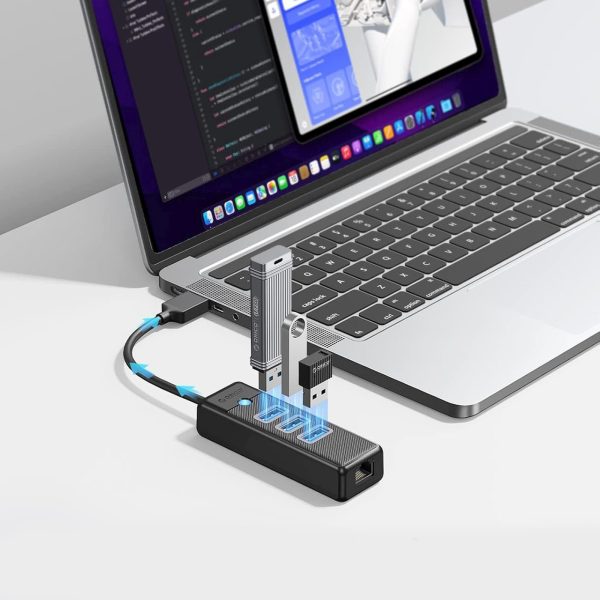 Sadalītājs HUB 4-portu USB-A - USB-A RJ45 2.5G Ethernet 1 m - melns