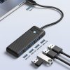 Centrmezgls 4 portu sadalītājs USB-C - USB-A 0,15 m - melns