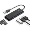 HUB adapteris 4 portu USB-A - USB-A SD karšu lasītājs microSD 1 m - melns