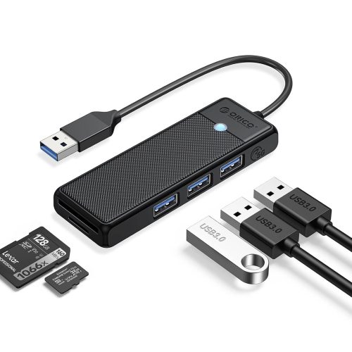 1035198-1-hub-adapter-usb-a-usb-a-sd-microsd-1m-orico-hurtownia-dropshipping.jpg HUB adapteris 4 portu USB-A - USB-A SD karšu lasītājs microSD 1 m - melns