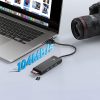 HUB adapteris 4 portu USB-A - USB-A SD karšu lasītājs microSD 1 m - melns
