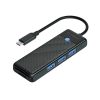 HUB adapteris 4 portu USB-C - USB-A SD karšu lasītājs microSD 1,8 m - melns