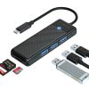 HUB adapteris 4 portu USB-C - USB-A SD karšu lasītājs microSD 1,8 m - melns