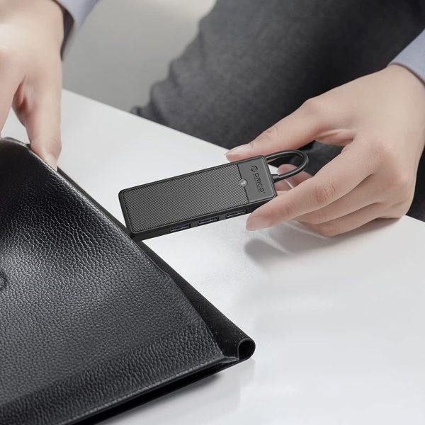 HUB adapteris 4 portu USB-C - USB-A SD karšu lasītājs microSD 1 m - melns