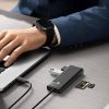 HUB adapteris 4 portu USB-C - USB-A SD karšu lasītājs microSD 1 m - melns