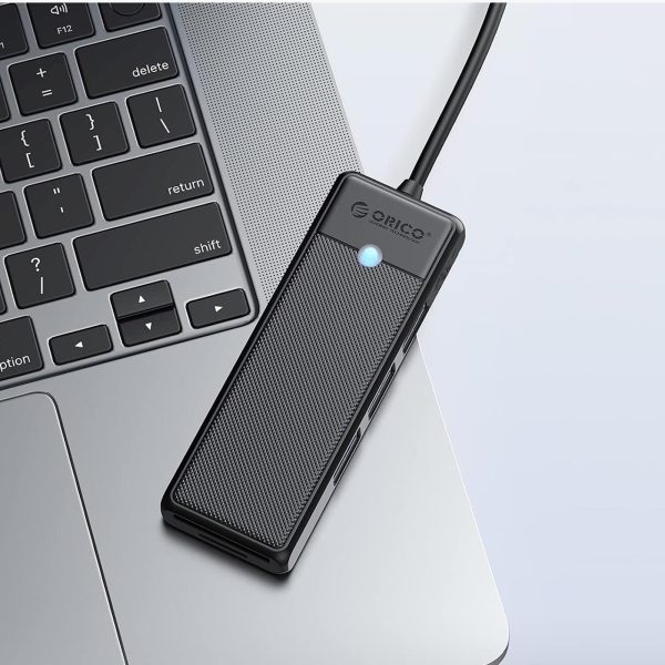 HUB adapteris 4 portu USB-C - USB-A SD karšu lasītājs microSD 1 m - melns