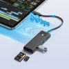 HUB adapteris 4 portu USB-C - USB-A SD karšu lasītājs microSD 0,15 m - melns