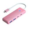 USB-C centrmezgla adapteris USB-A - USB-C ar uzlādi USB-C PD 100 W 0,15 m - rozā
