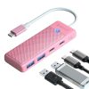 USB-C centrmezgla adapteris USB-A - USB-C ar uzlādi USB-C PD 100 W 0,15 m - rozā