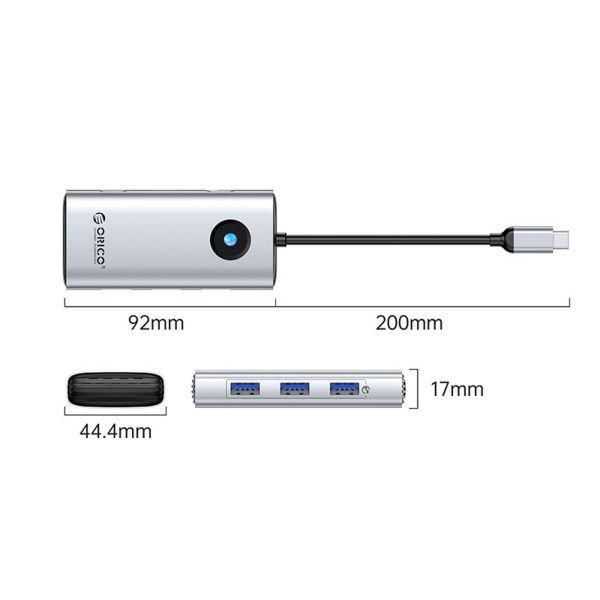 6-in-1 USB-C dokstacija - USB-A USB-C HDMI PD 100W 4K 30Hz - sudrabs