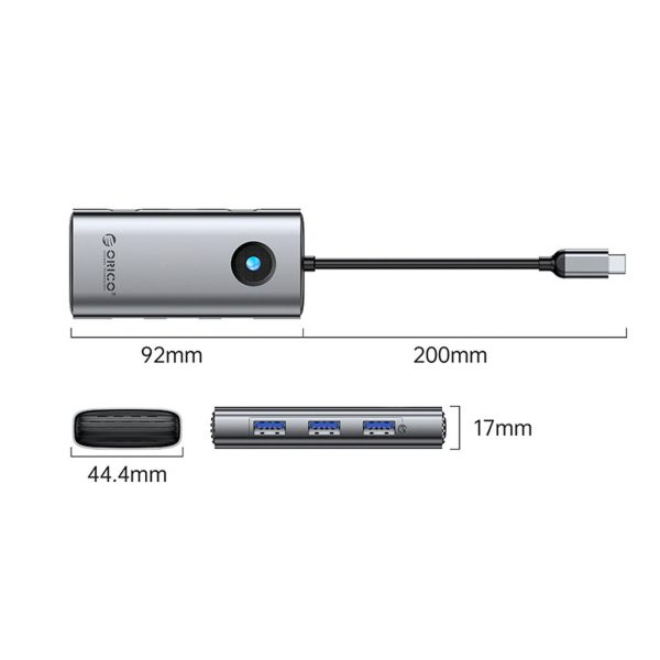 6-in-1 USB-C dokstacija - USB-C USB-A HDMI RJ45 PD 100W 4K 30Hz 2.5G - pelēka