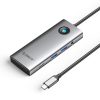 Centrmezgls 8in1 USB-C - USB-A USB-C HDMI SD microSD RJ45 mini ligzda PD 100W 4K 60Hz - pelēks