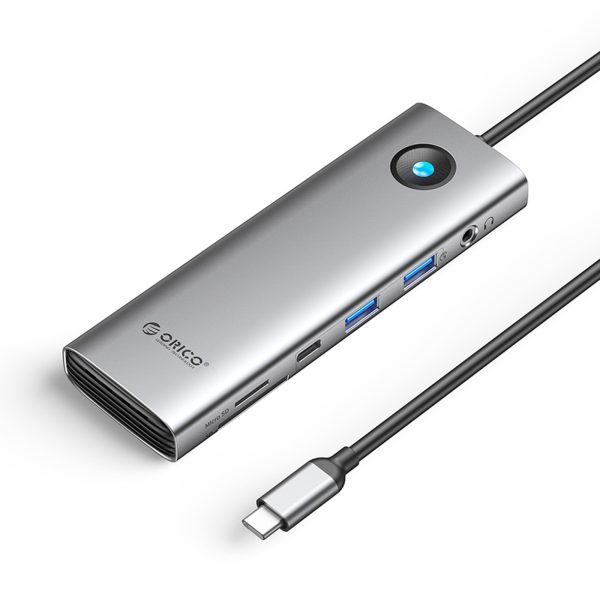 1035219-1-hub-9w1-usb-c-usb-a-hdmi-sd-rj45-audio-pd-szary-orico-hurtownia-dropshipping.jpg 9in1 centrmezgls USB-C - USB-A USB-C HDMI SD RJ45 audio PD 100W 4K 2.5G - pelēks