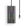 HUB 12in1 dokstacija USB-C - USB-A USB-C HDMI VGA RJ45 SD PD 100W 4K 1000Mbps RGB - pelēka