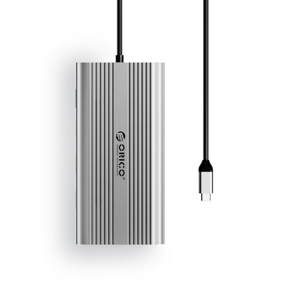 1035241-2-stacja-dokujaca-12w1-usb-a-usb-c-hdmi-vga-srebrna-orico-hurtownia-dropshipping.jpg 12 vienā USB-C dokstacija — USB-A, USB-C, HDMI, VGA, RJ45, SD, microSD, PD, 100 W — sudrabkrāsas