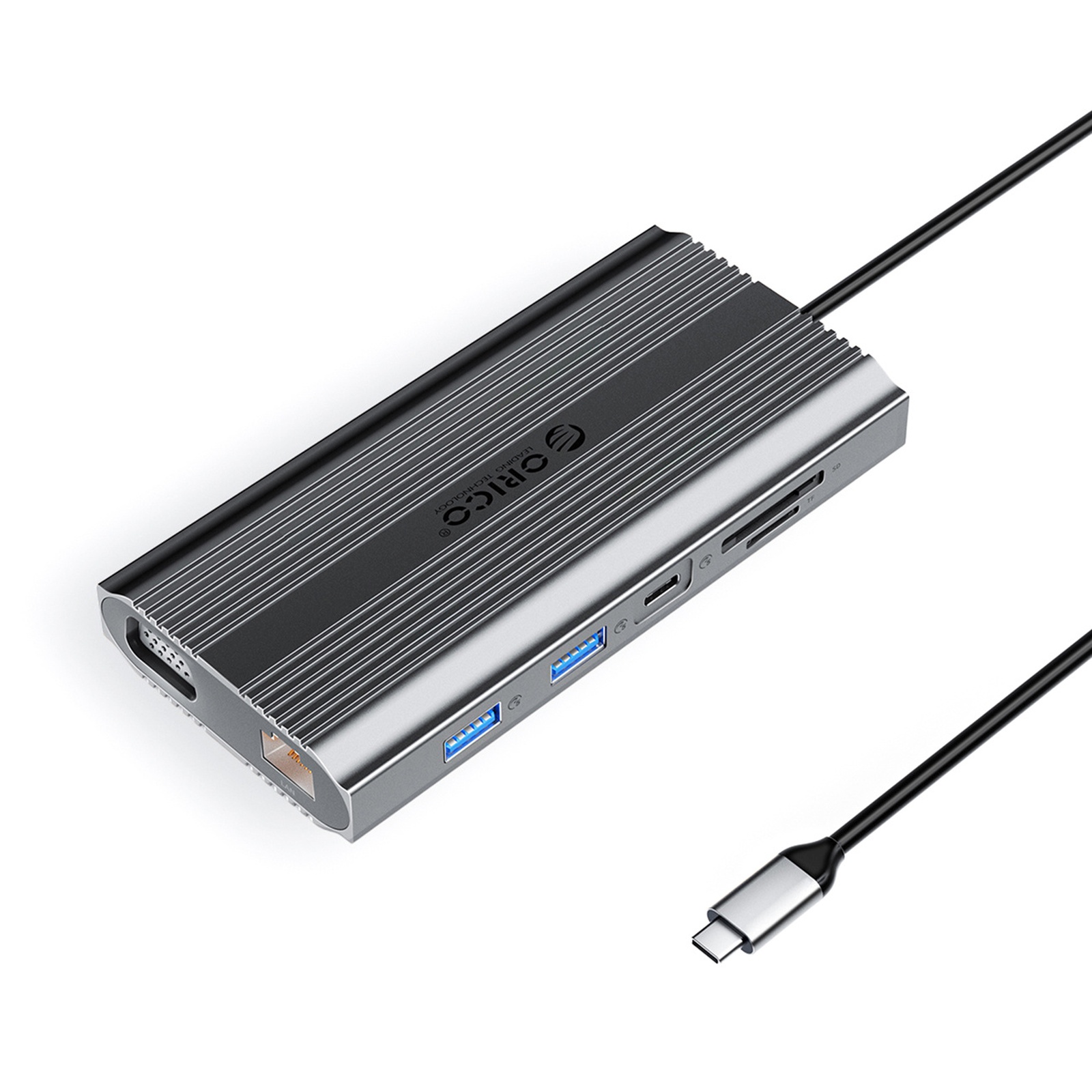 12 vienā USB-C dokstacija — USB-A