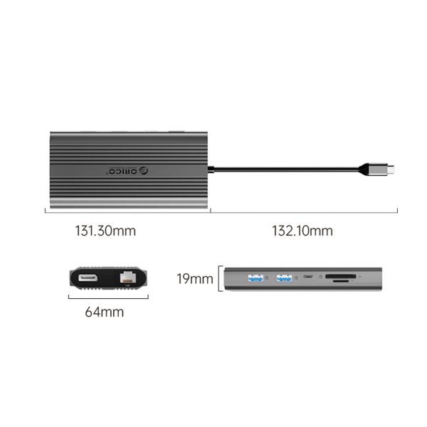 1035246-2-hub-stacja-12w1-usb-c-usb-a-usb-c-hdmi-dp-szara-orico-hurtownia-dropshipping.jpg HUB stacija 12in1 USB-C - USB-A USB-C HDMI DisplayPort RJ45 SD PD 100W 4K 1000Mbps - pelēka