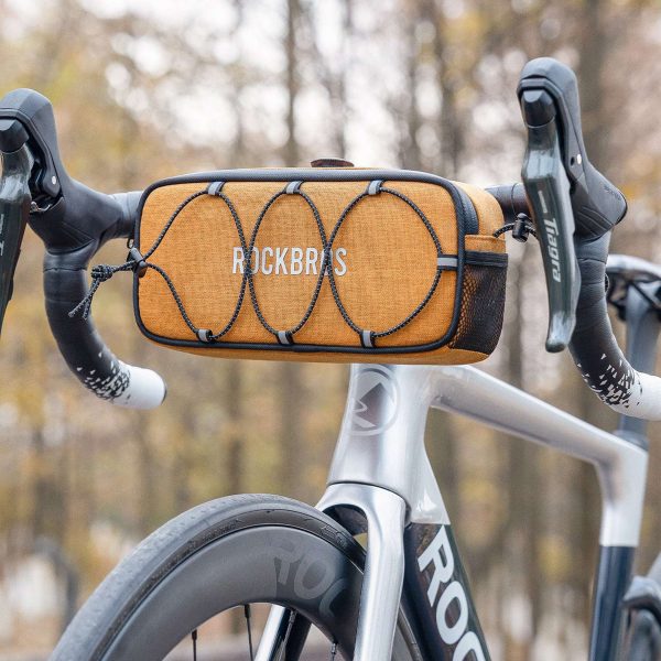 Ūdensizturīga velosipēda stūres soma 1,9 l - oranža