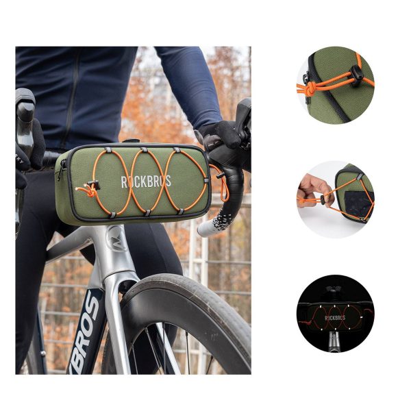 Ūdensizturīga velosipēda stūres soma 1,9 l - zaļa