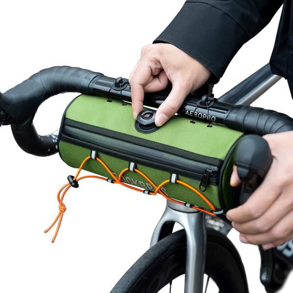 Ūdensizturīga velosipēda soma uz rullīšiem uz stūres 1,5 l - zaļa