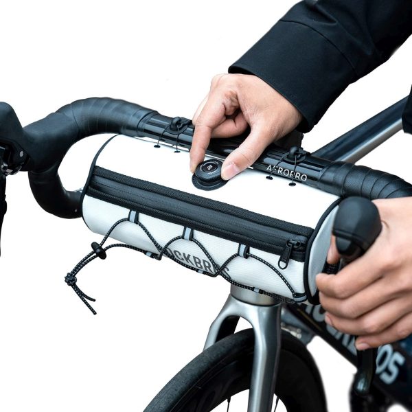 Ūdensizturīga velosipēda soma uz rullīšiem uz stūres 1,5 l - balta