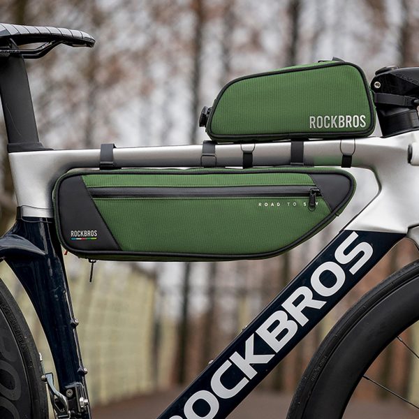 Ūdensizturīga velosipēda rāmja soma 2 l - zaļa
